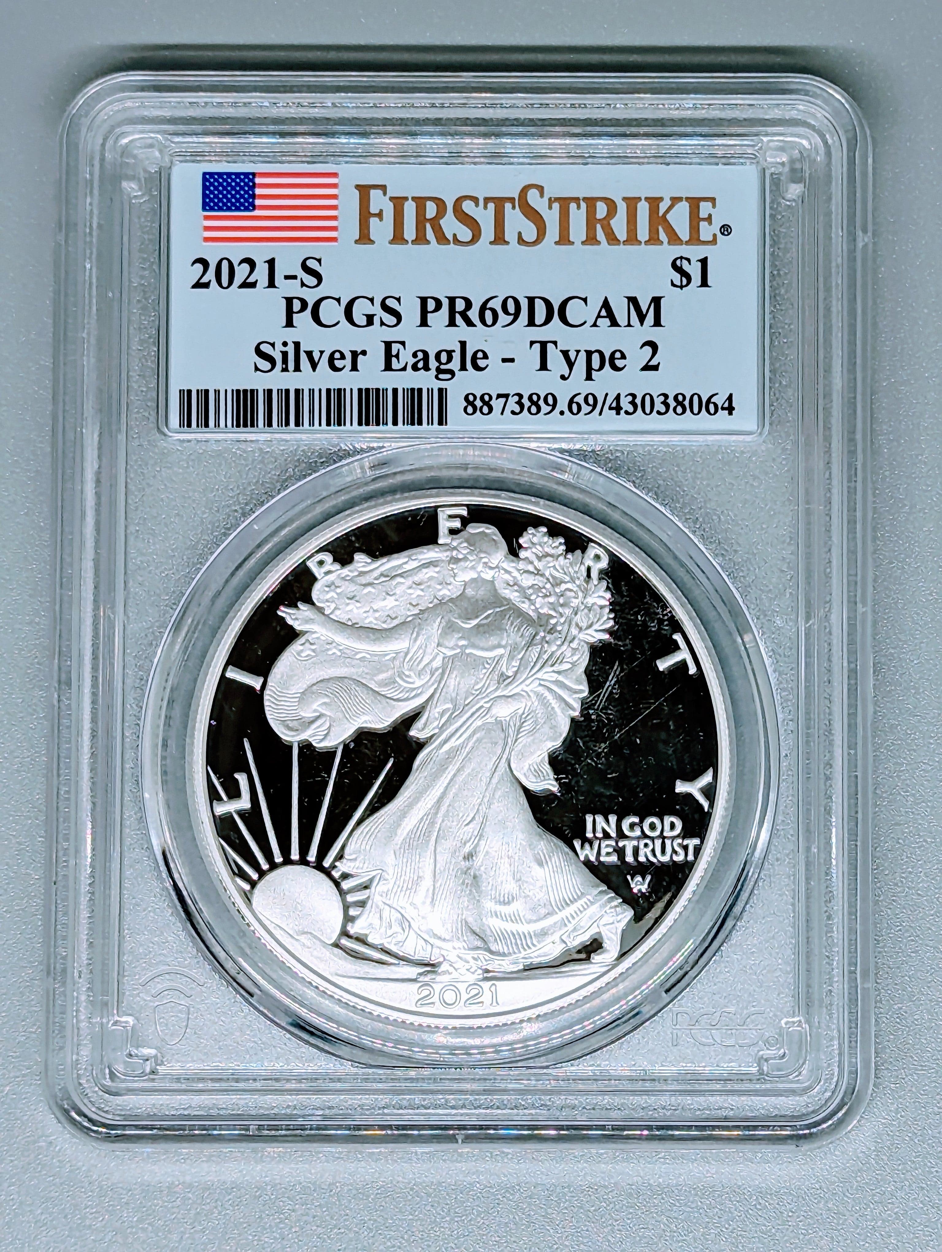 2021-S Type 2 American Eagle Silver Proof Coin - PR69DCAM - First Strike — view 3