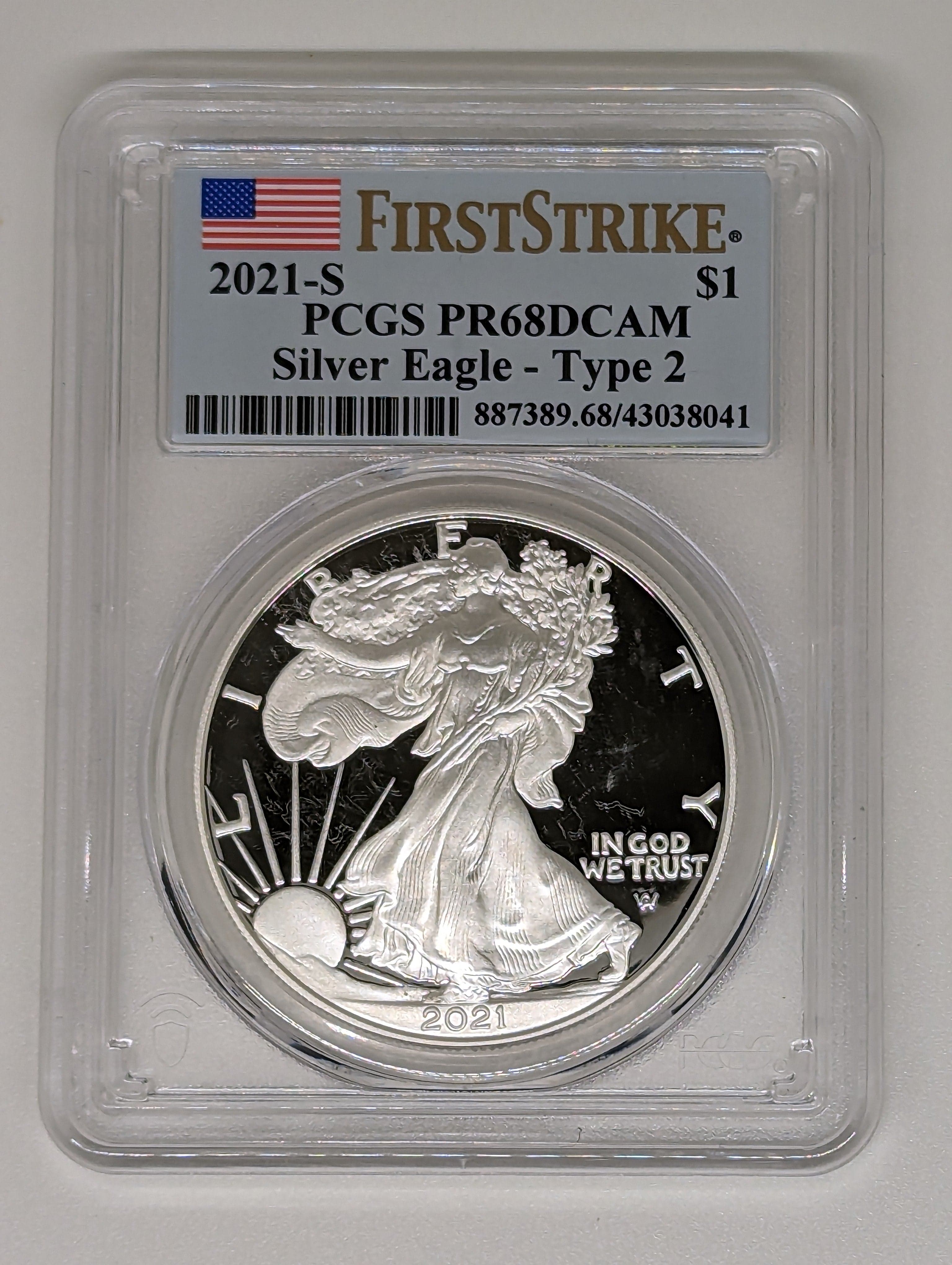 2021-S $1 Type 2 American Eagle Silver Proof Coin PR68DCAM - First Strike — view 3