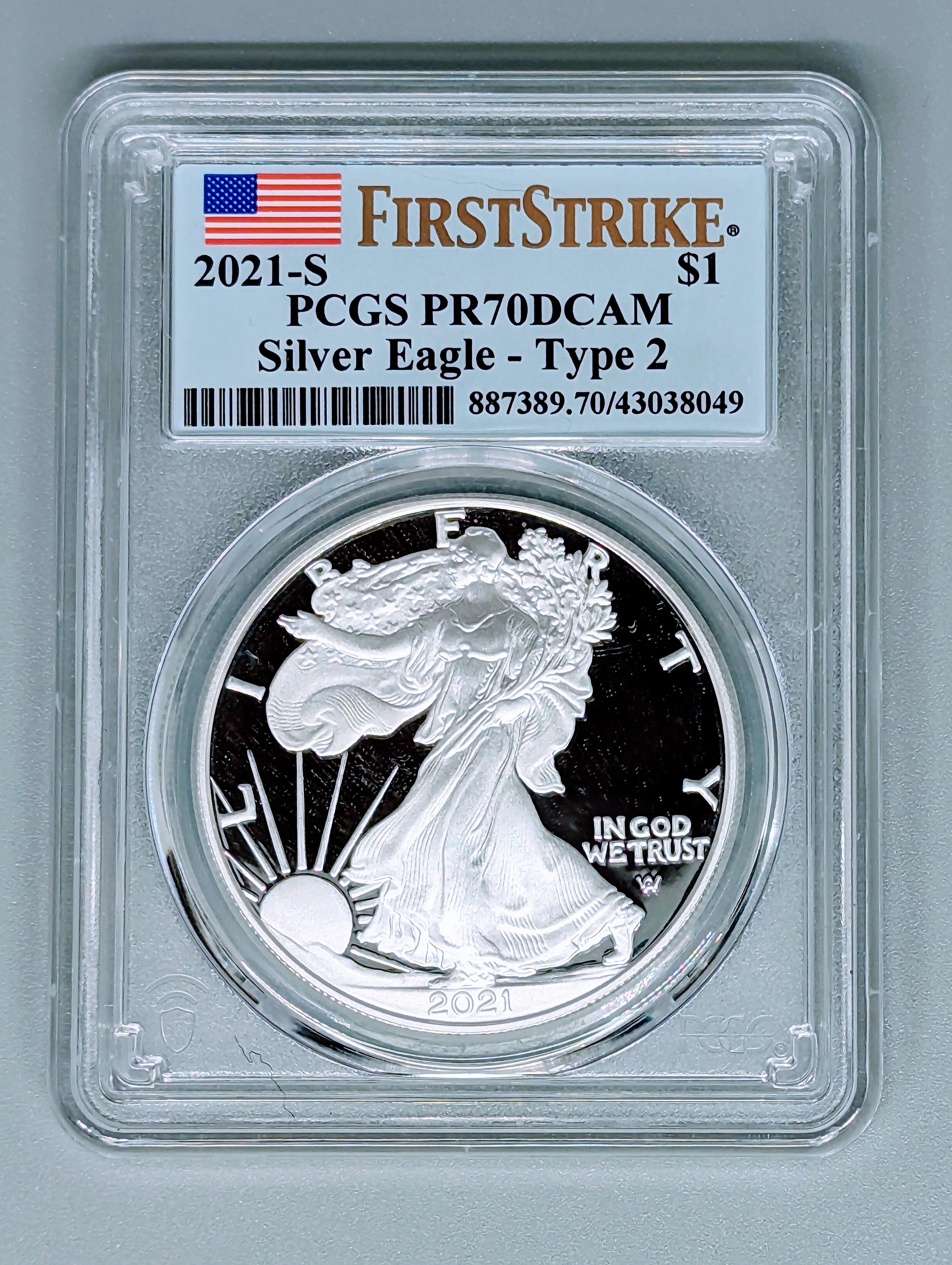 2021-S $1 American Eagle Silver Proof Coin Type 2 PR70DCAM - First Strike — view 4