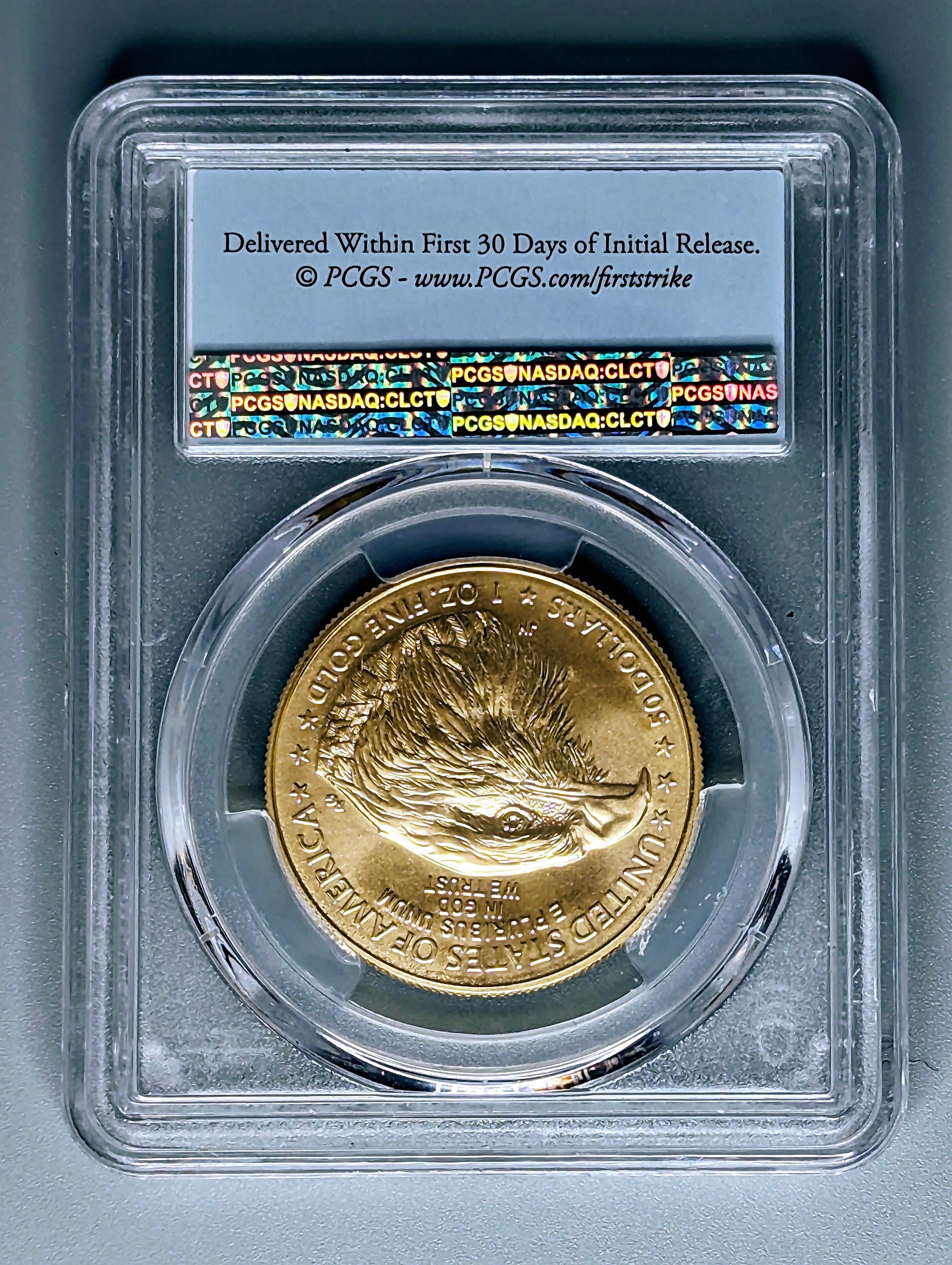 2021-W Burnished Gold Eagle Coin, Type 2 - SP70 PCGS - First Strike — view 5