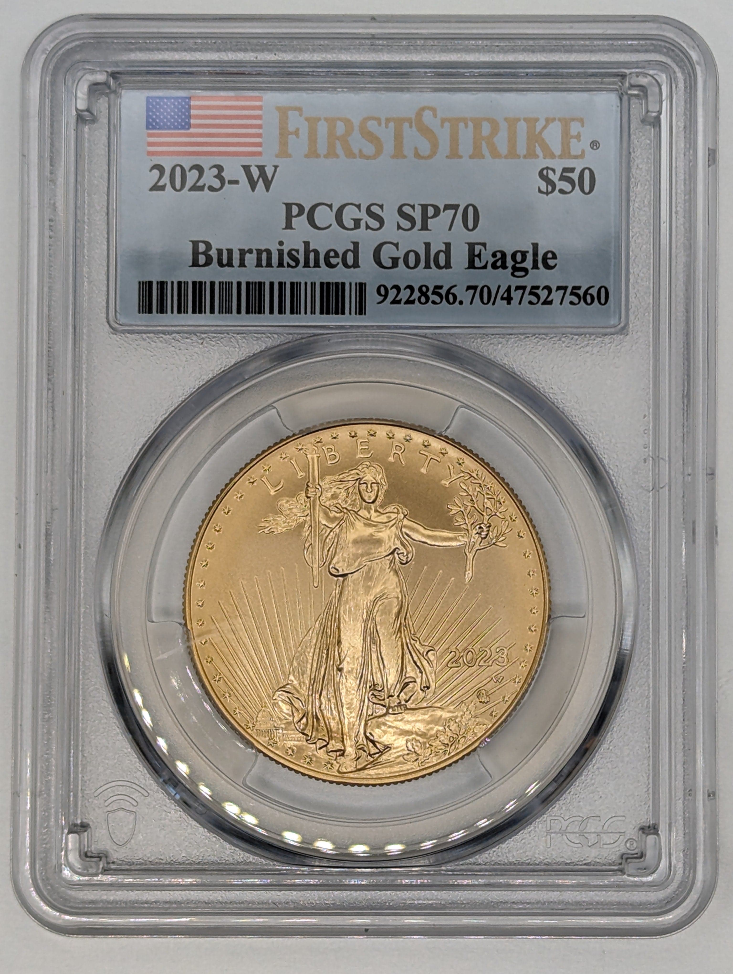 2023-W $50 American Eagle 2023 One Ounce Burnished- SP70 - First Strike — view 3